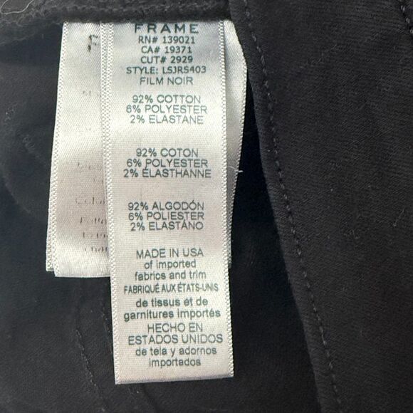 FRAME Denim Le Skinny De Jeanne 24 Black Film Noir Unfinished Hem EUC B39 - Picture 6 of 6